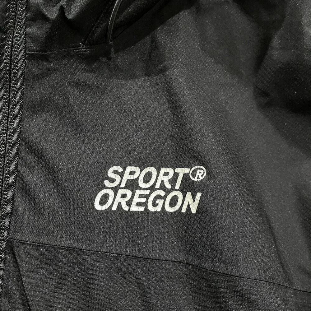 Adidas Windbreaker Jacket Men's S Mesh SPORT OREGON  Lined Full Zip Hoodie Black